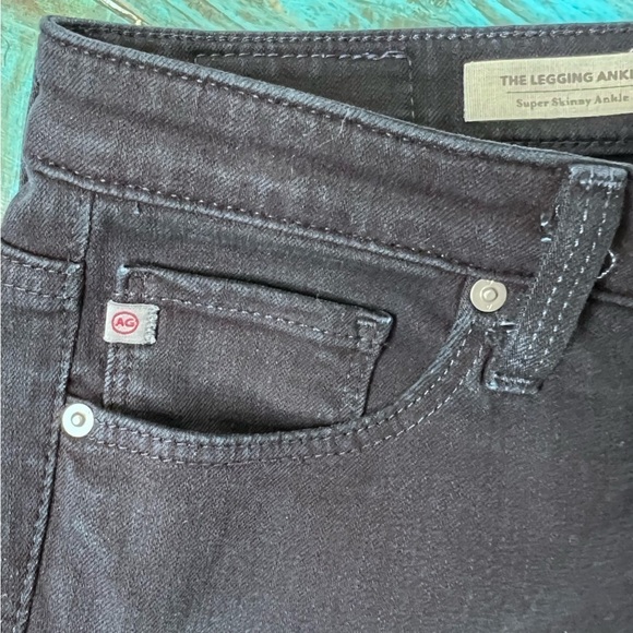 AG Adriano Goldschmied The Legging Ankle Skinny Ankle Jeans Size 27 Black Blue - Picture 9 of 11
